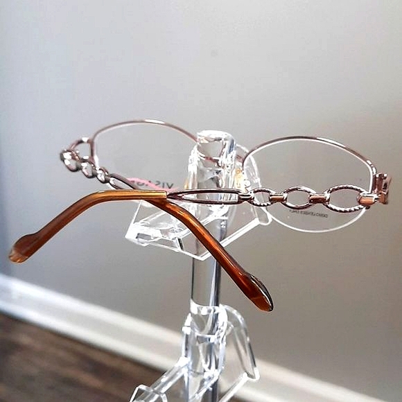 New pink/rose gold Eyeglass Frame, Rx'able, oval metal, women glasses, 52-17-130 - Picture 2 of 5